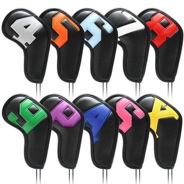 

colorful number golf iron head covers headovers wedges 4-9 aspx 10pcs with white color club heads