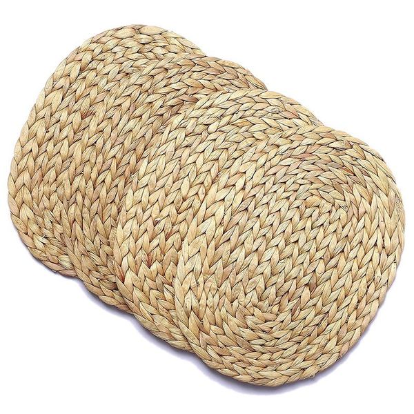 

mats & pads 4 pcs oval water hyacinth placemat,handmade natural board woven table mat,tea ceremony mats,for dining room,kitchen,etc