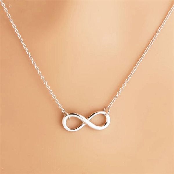 Charme Moda Infinity 8 Pingente Colares Collares para Mulheres Clavícula Colar Casamento Colar Jóias