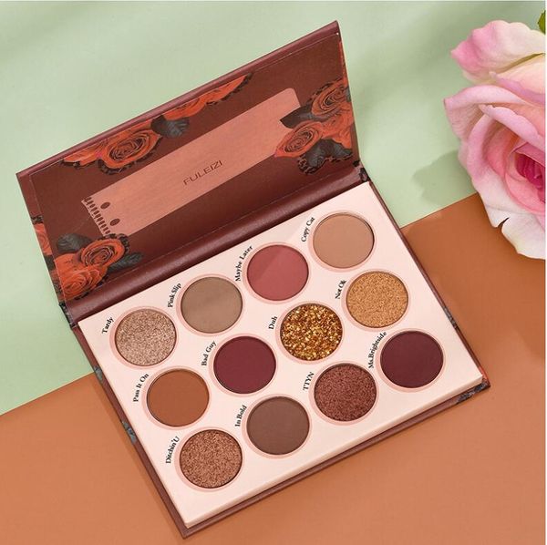 

brand 12 colors california love eyeshadow palette with nude mood shades and warm natural bronze neutral smoky cosmetic eye kyshadow