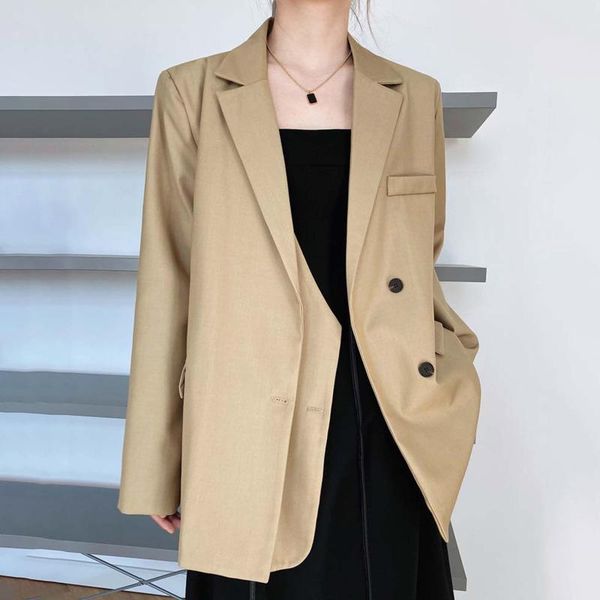 

women's suits & blazers [ewq] korea chic autumn casual trend lapel double access single-breasted fashion simple long-sleeved blazer 202, White;black