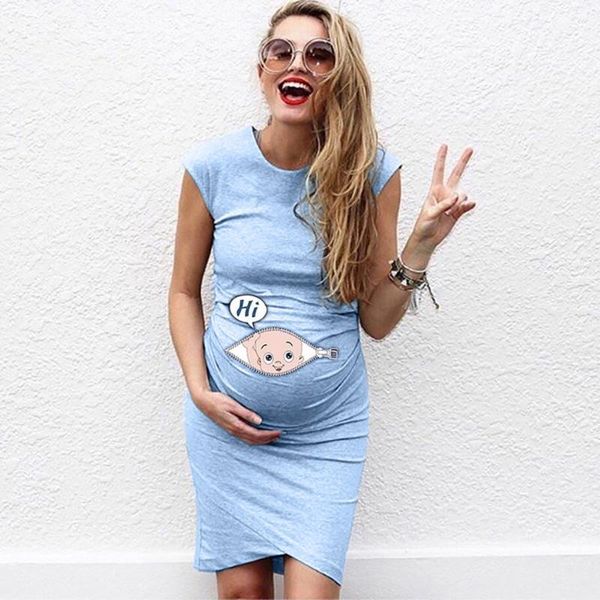 

maternity dresses dress sleeveless pregnancy clothing cartoon letter print nusring pregnant women ropa premama, White