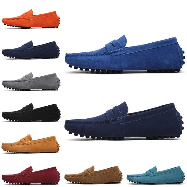 

men suede non-brand r dress shoes black sky blue red gray orange green brown mens slip on lazy leather shoe s242 s