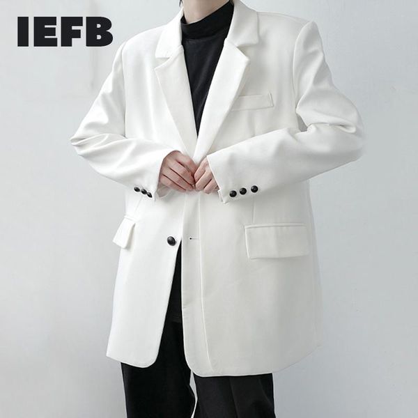 

men's suits & blazers iefb split fake two pieces white suit coat 2021 spring autumn fashion casual loose asymmetric 9y4028, White;black