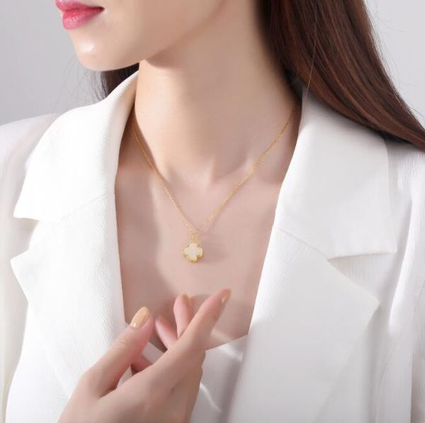 

s925 sterling silver natural hetian jade lucky four leaf clover necklace