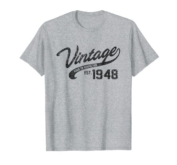 

vintage made in 1948 t-shirt 70th birthday gift, White;black