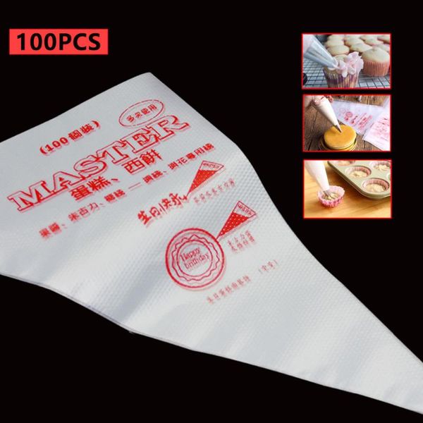 

cake tools 100pcs/bag disposable plastic pastry decorating bag pipe wedding tool icing nozzle fondant tip