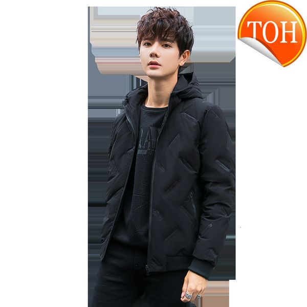 

the jacket mens winter down trend simple warm casual and comfortable jackets lightweight hoods heavy coats, Black