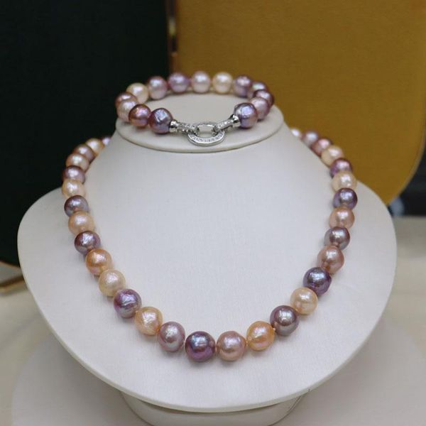 

earrings & necklace habitoo gorgeous 12-14mm natural multicolor baroque reborn keshi pearl bracelet jewelry set for women charming gifts, Silver