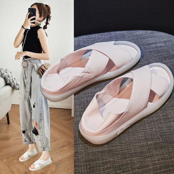 

summer wedge beef tendon bottom women sandals open toe gladiator casual platform, Black