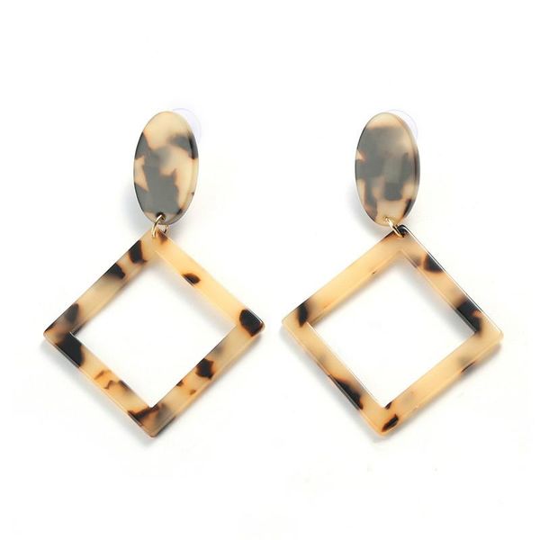 

stud 2021 personality exaggerated earrings brown white acetate version geometric korean simple fashion female classic, Golden;silver