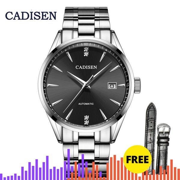 

wristwatches cadisen 2021 men's watches mechanical watch sapphire automatic sports calendar manly, Slivery;brown
