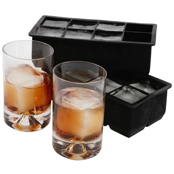 

black 8 big grids grade silicone ice cube maker jumbo large square tray diy mold mould kitchen accessories baking moulds