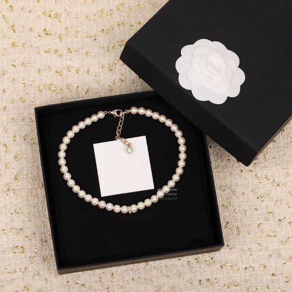 

chains 2021 brand classic letters sign luxury jewelry exquisite pearl pendant necklace for women r trend, Silver