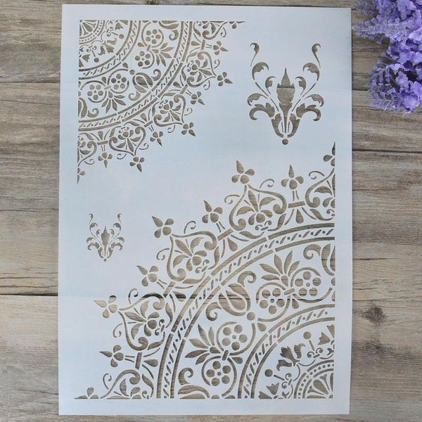 Presente Wrap Flor Meio Círculo DIY DIY Stencils Painting Scrapbook Coloring Coloring Embossing Modelo de Cartão De Papel Decorativo