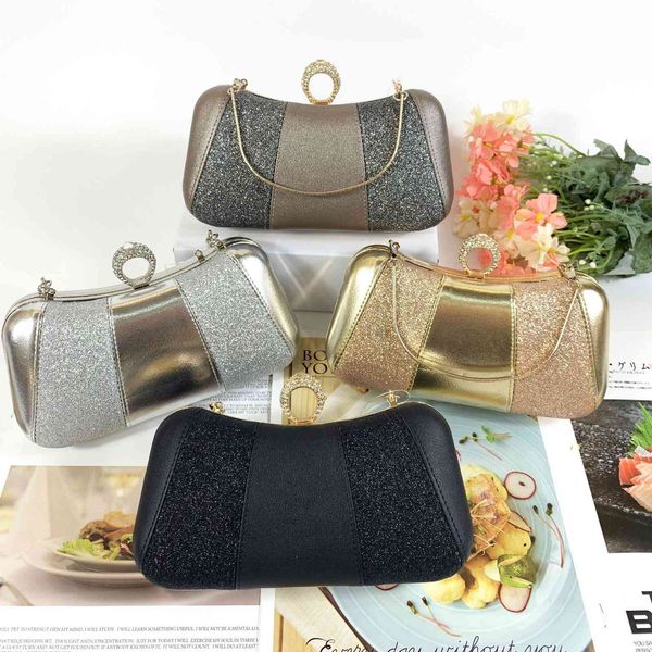 

evening bag dinner lady pu leather splicing chain clip banquet dress