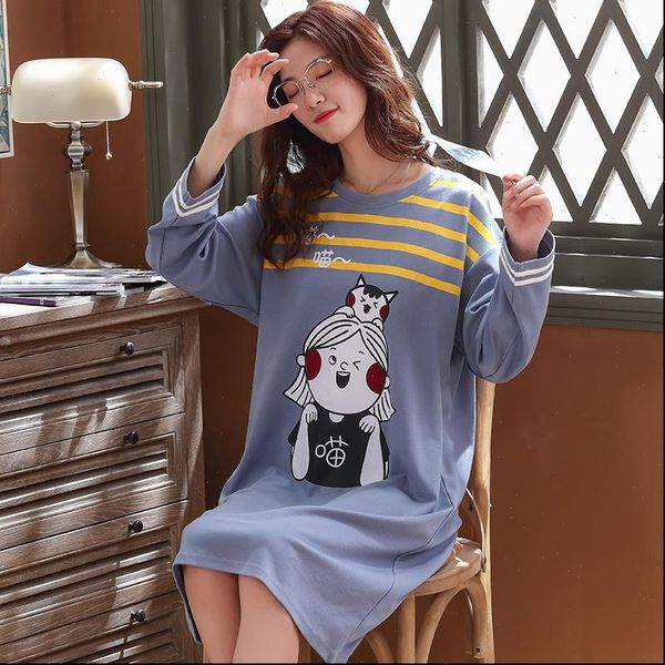 

plus size pyjamas pijama women sleepwear feminino nightgown  3xl long sleeved spring and autumn female, Black;red