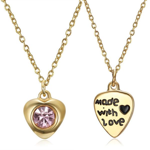 

pendant necklaces titanium steel accessories temperament simple ins cold wind hip-hop punk love zircon female necklace, Silver