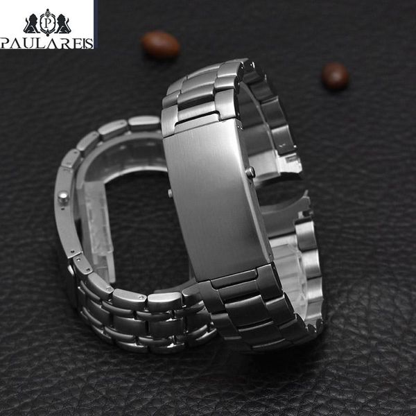 

watch bands 1pc 22mm silver solid stainless steel strap, Black;brown