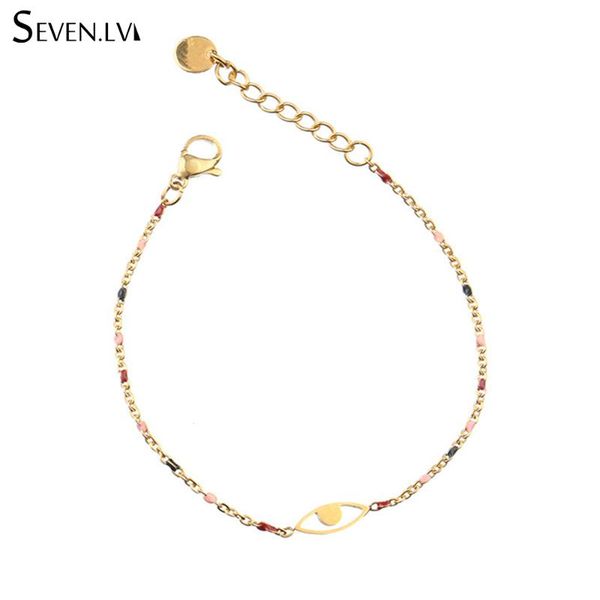 

charm bracelets stainless steel devil's eye pendant female bracelet fashion gold chain gift for women titanium jewelry wholesale, Golden;silver