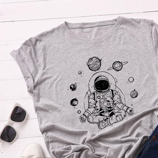 

women t shirt plus size s 5xl summer astronaut tees female funny space woman girl short sleeve, White