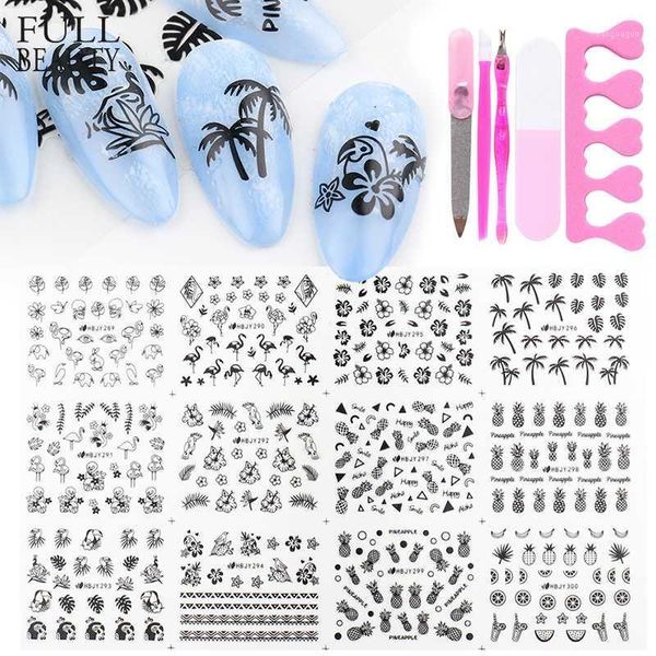

black gold 3d nail sticker set leaf butterfly mixed pattern diy decoration decals manicure adhesive charms nails tools ch18111