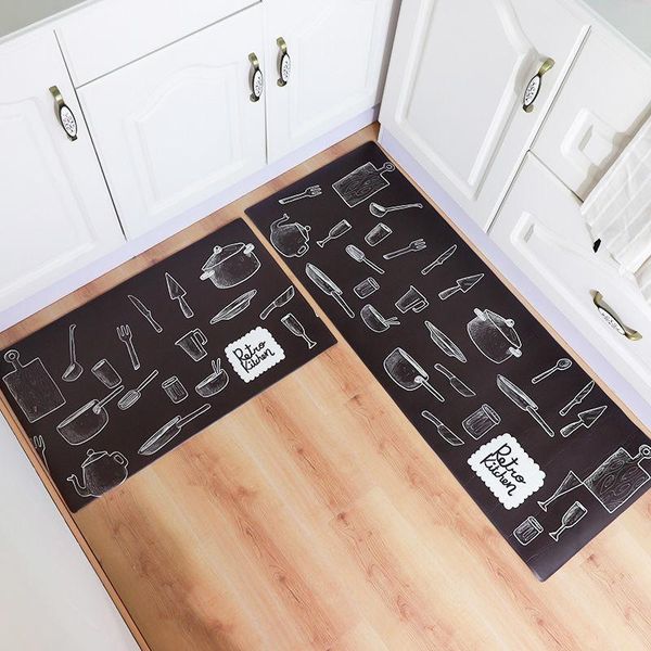 

carpets cartoon tableware black kitchen mat home living room rectangle floormats sofa floor decoration mats anti-slip entrance doormat