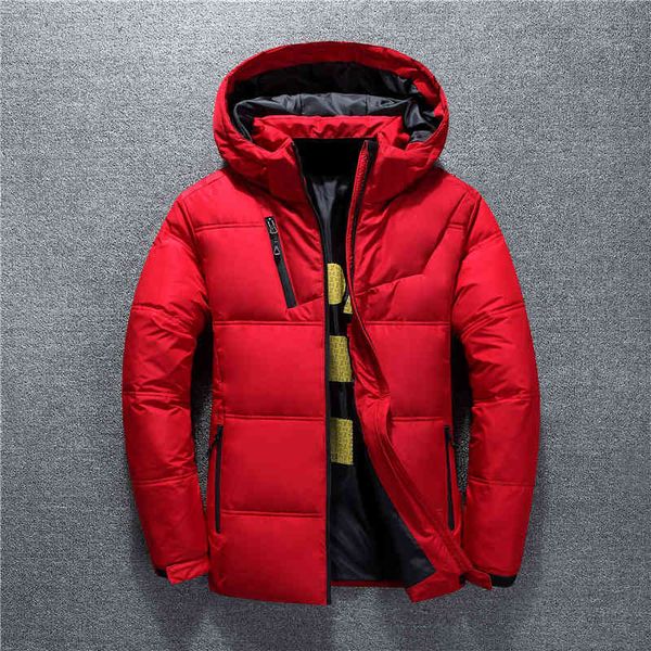 

2019 down jacket men's short outdoor leisure warm hooded white duck winter youth trend, Black