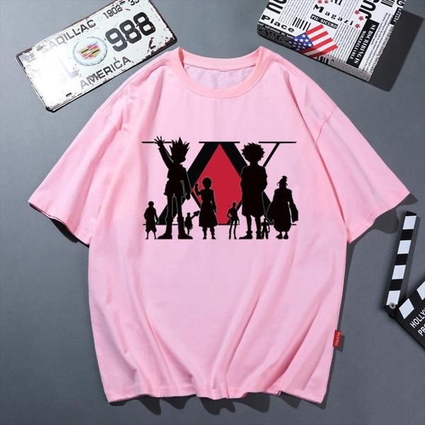 

hunter x pink graphic tshirts mens and vogue anime cartoon print t shirt femme harajuku aesthetic clothes, White;black