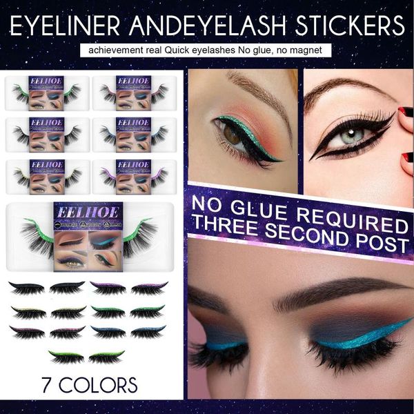 

false eyelashes 2 in 1reusable eyeliner and eyelash stickers 7color reusable lashes