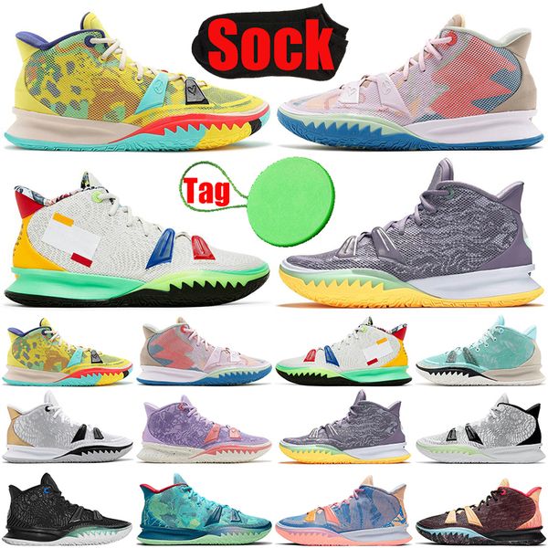 

with sock tag kyrie 7 mens basketball shoes 1 world 1 people visions copa bk black metallic daughters daybreak men trainers sports sneakers