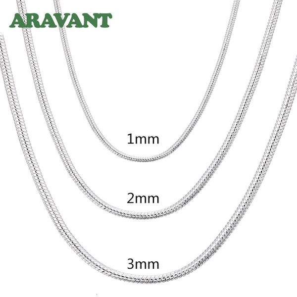 

necklaces pendants 925 silver 1mm/2mm/3mm snake chain necklace for men women fashion jewelry