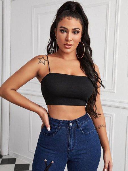 

solid crop cami 09cz#, White