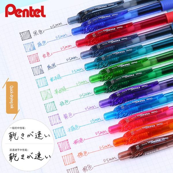

gel pens japan pentel bln-105 12/12-color pen needle tube push-type colored 0.5 mm smooth and quick-drying
