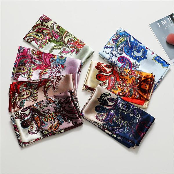 

scarves summer silk scarf women bandana large hijab foulard lady print hair band female head wraps and shawl neckerchief 2021, Blue;gray
