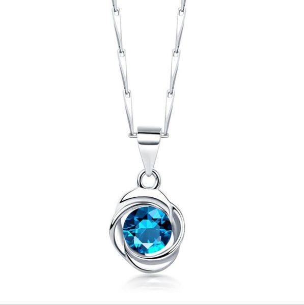 

model women necklace sliver material with blue pendant necklaces, Silver