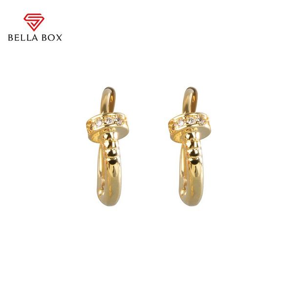 

hoop & huggie bella box simple zircon earrings for women round 925 sterling silver female luxury wedding party fine jewelry elegant girls, Golden;silver