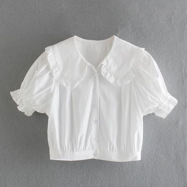 

women's polos jcÂ·kilig 2021 white baby collar wood ear bubble sleeve shirt dp9413