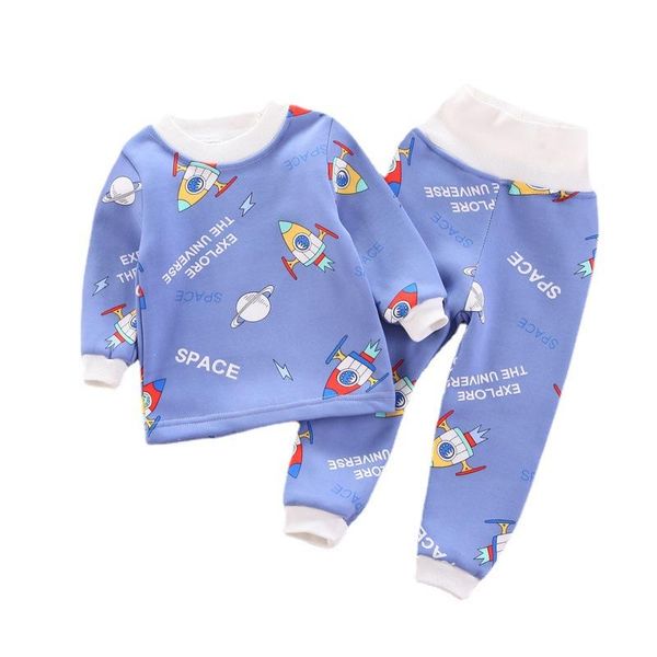 

pajamas autumn winter fashion baby girl clothes children sleepwear warm t-shirt pants 2pcs/sets toddler cartoon costume kids, Blue;red
