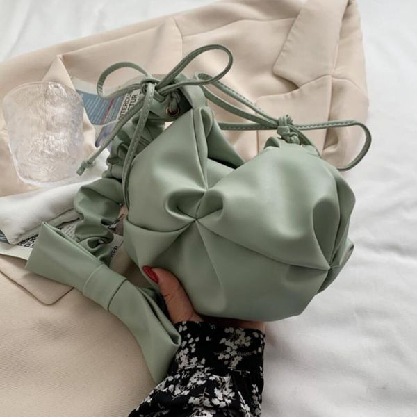 

evening bags 2021 summer soft pu leather women's designer handbag shoulder messenger bag solid color pleated underarm