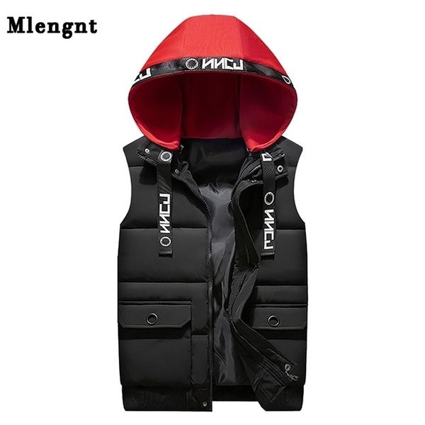 Ankunft Frühling Winter Warme Hut Abnehmbare Männer Weste Ärmellose Casual Jacke Mantel für Große Größe S-4XL Unisex Weste 210925