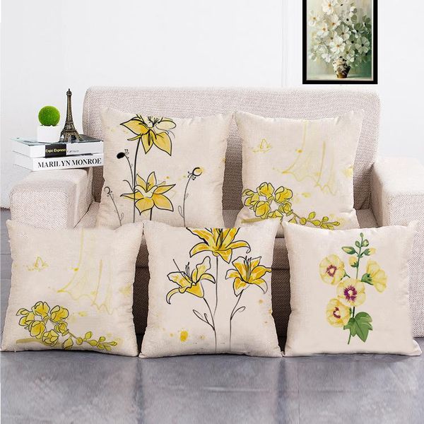 

beautiful yellow flower pattern cushion cover is girls. home sofa decoration pillow can customized cushion/decorative