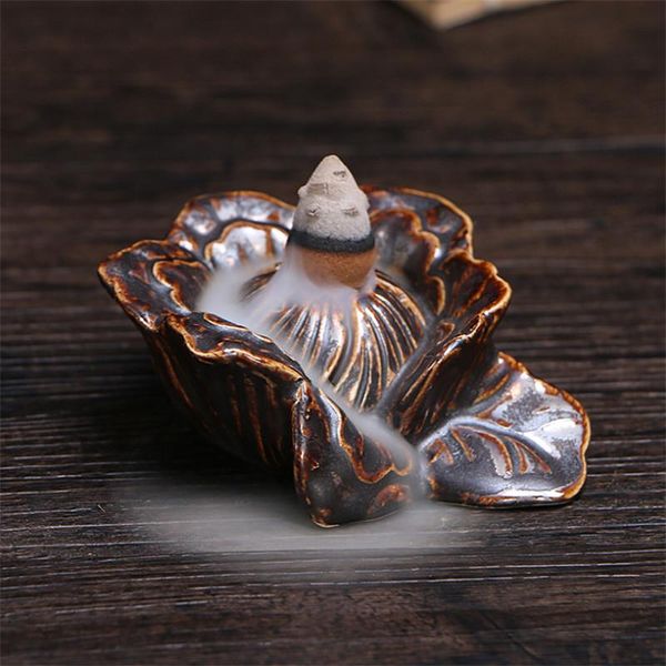 

fragrance lamps ceramic peony flower floral backflow incense burner cones holder stand base waterfall censer zen home office de