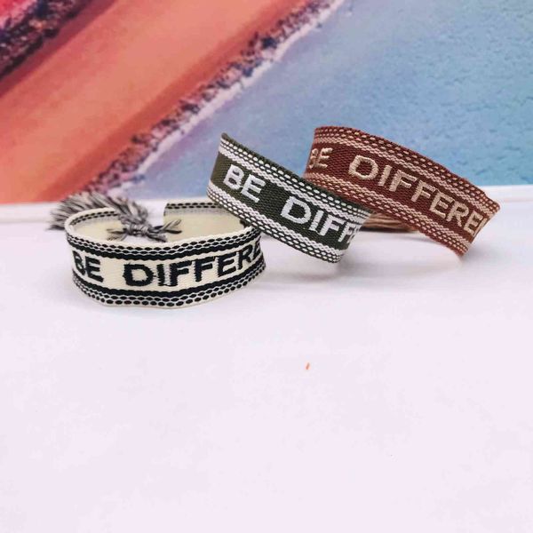 

woven bracelet hand rope tassel letter embroidery
