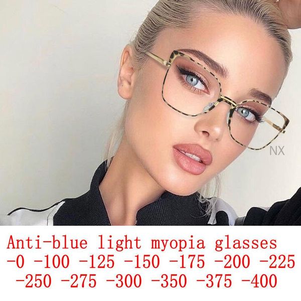 

sunglasses big frame anti blue light cat eye nearsighted glasses metal minus degree prescription eyeglasses diopter 0 -1.0 to -4.0 nx, White;black