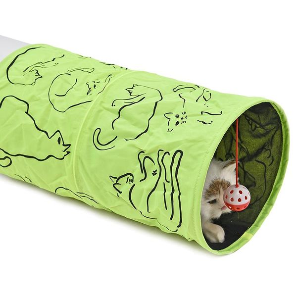 

pet tunnel cat printed green lovely crinkly kitten toy with ball play fun bulk toys