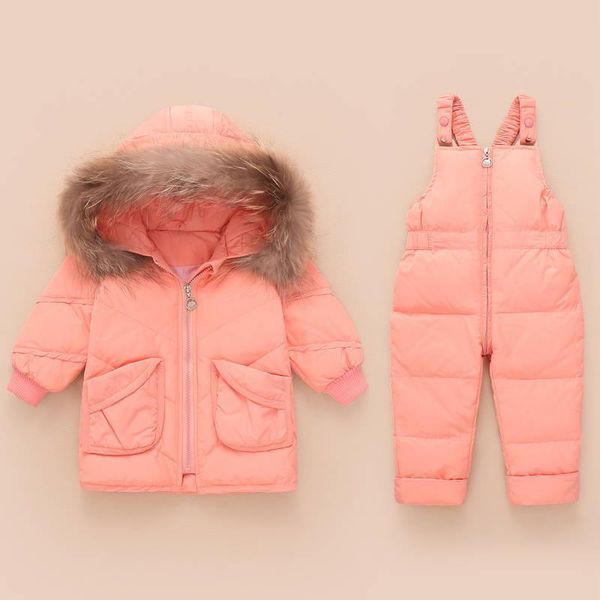 

baby russian winter clothing set -30 degree children white duck down jacket boys girls coat outerwear + bibpants kids snowsuit, Blue;gray
