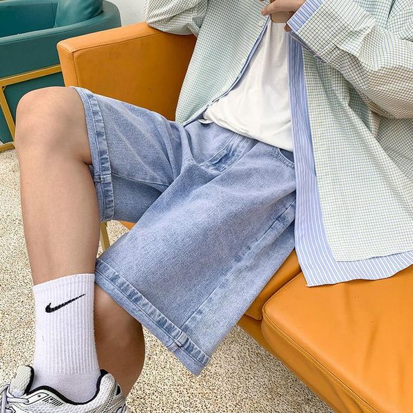 

men's shorts summer multicolor denim fashion retro casual men streetwear loose hip-hop straight mens, White;black