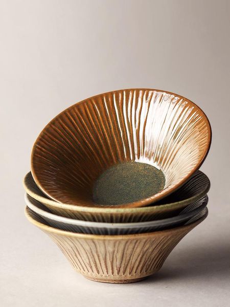 

bowls japan retro simple style ceramic bowl under glazed 5.5inch thicken 300ml noodles soup container suitable for microwave oven