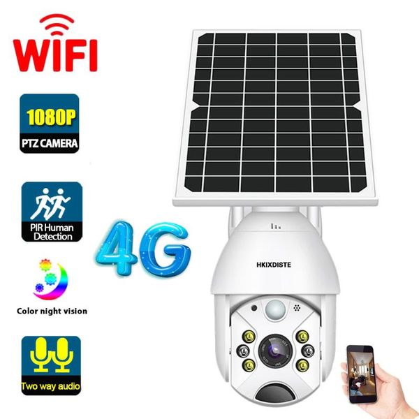 

cameras 4g solar cctv ip security camera wireless 1080p outdoor street color night vision wifi ptz video surveillance system 2mp